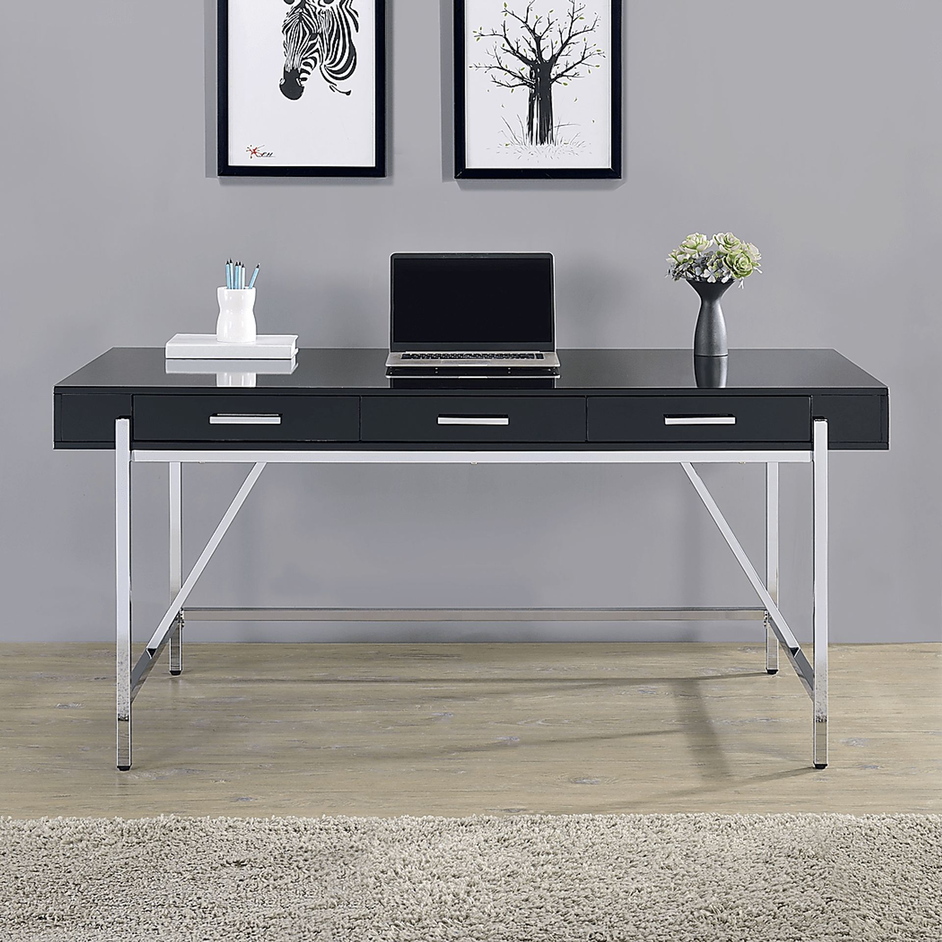 Bartonne Black/Chrome Desk - Image 10