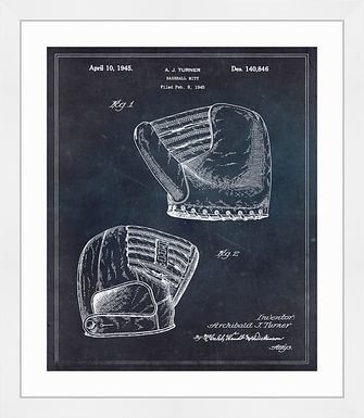 Baseball Glove Blueprint Black Artwork