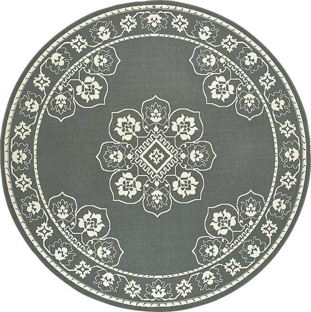 Bassbrook Gray 7'10 Round Indoor/Outdoor Rug - Thumbnail - Image 1