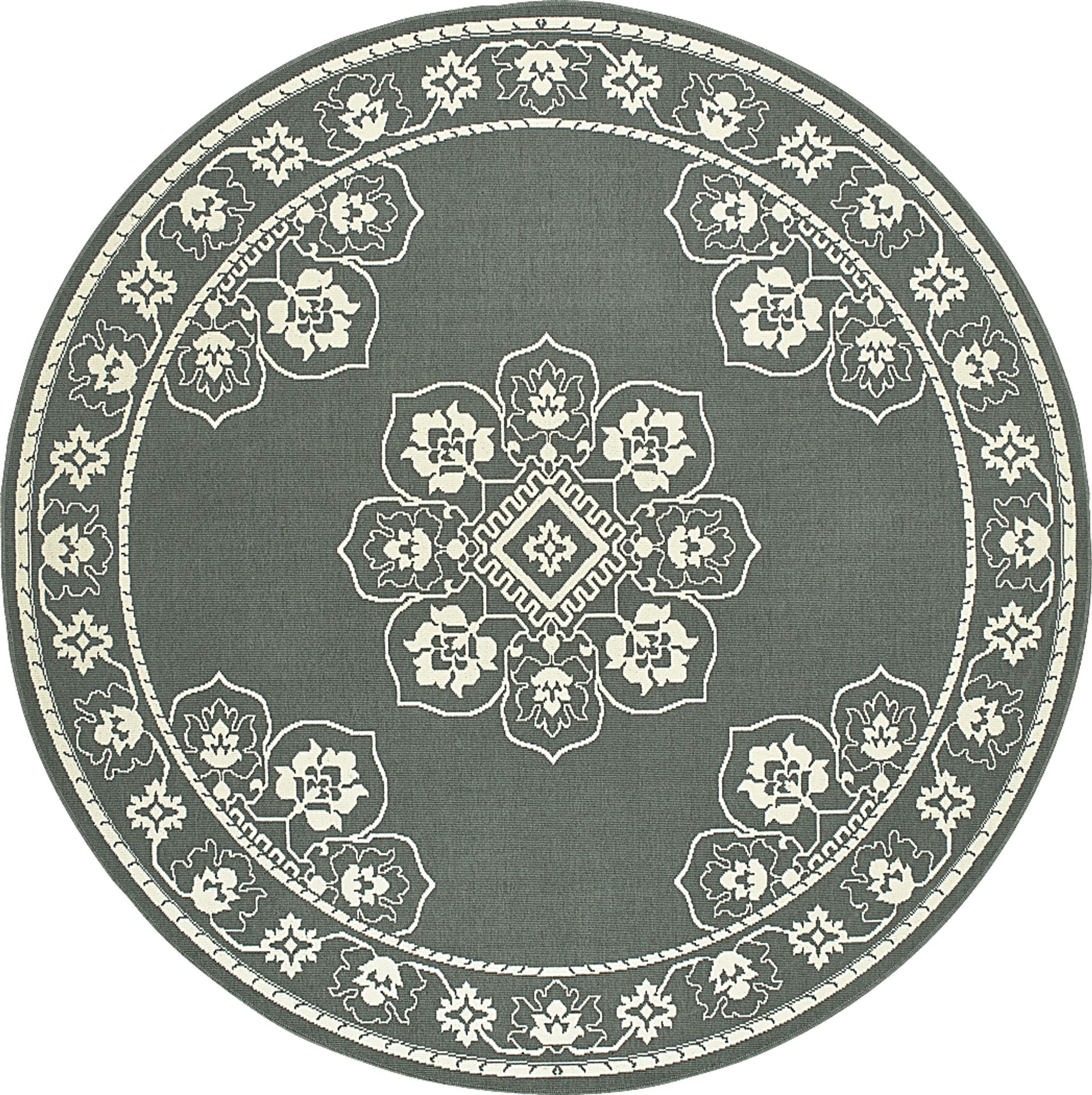 Bassbrook Gray 7'10 Round Indoor/Outdoor Rug - Image 1