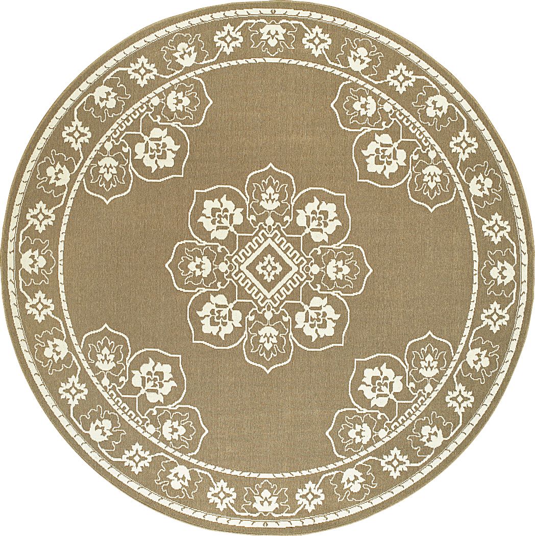 Bassbrook Tan 7'10 Round Indoor/Outdoor Rug