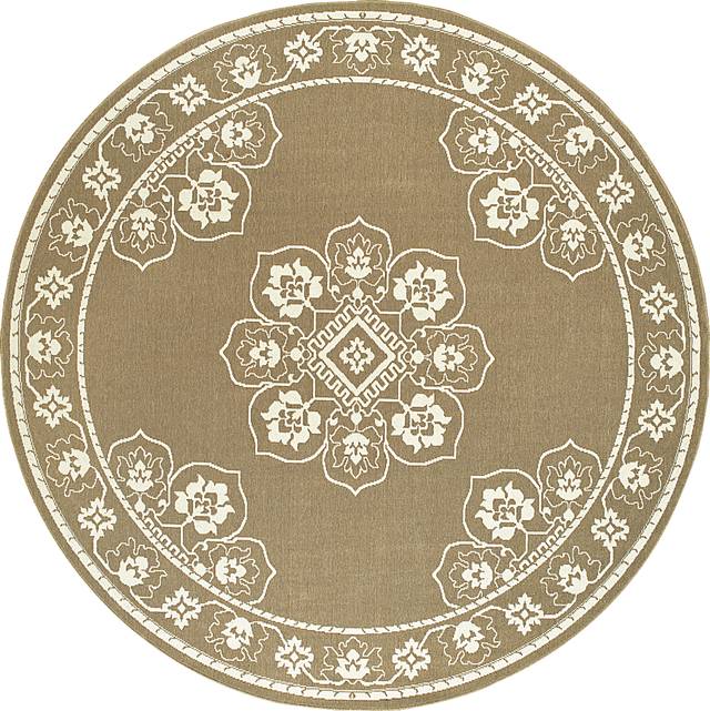 Bassbrook Tan 7'10 Round Indoor/Outdoor Rug - Thumbnail - Image 1
