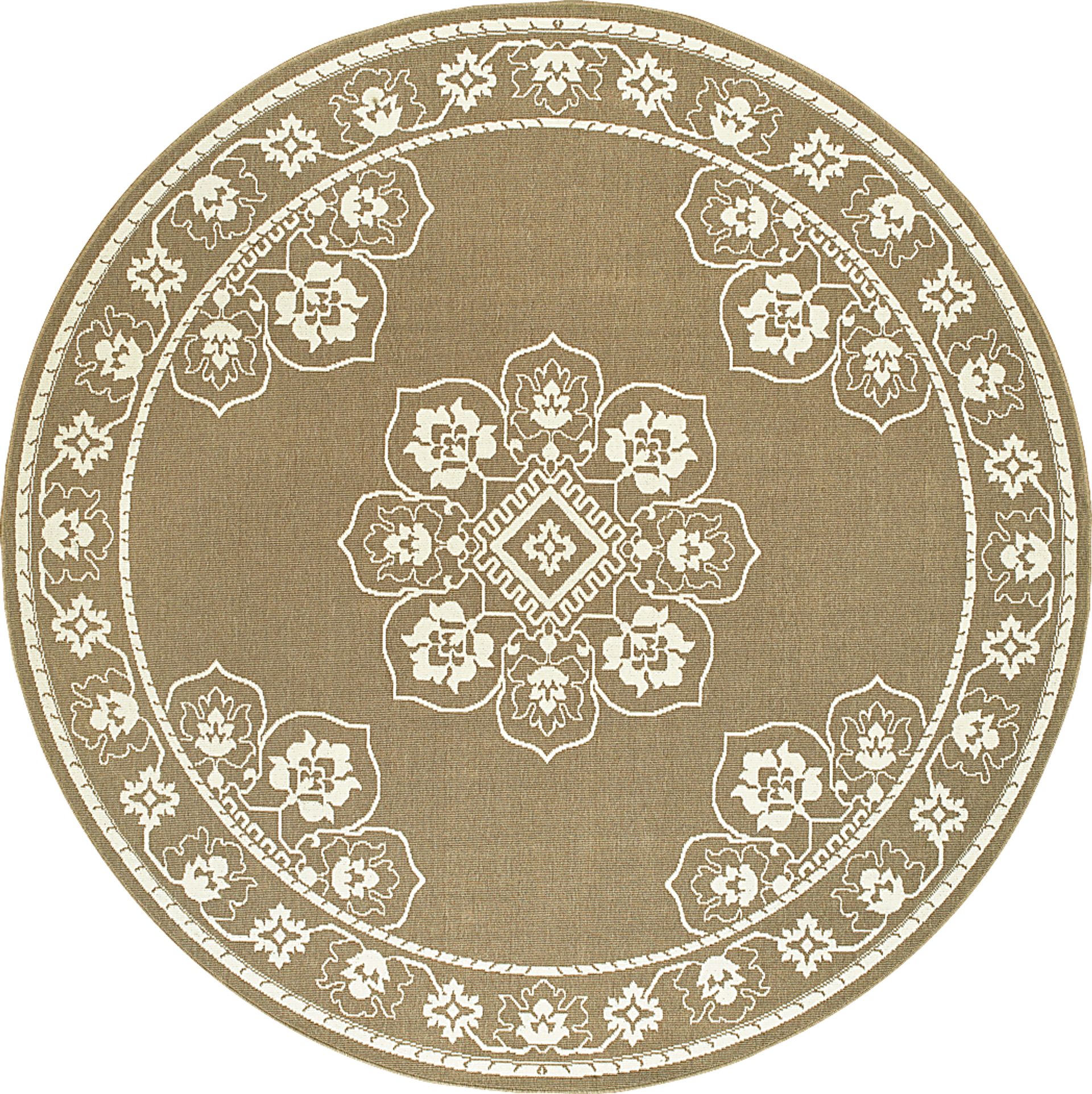Bassbrook Tan 7'10 Round Indoor/Outdoor Rug - Image 1