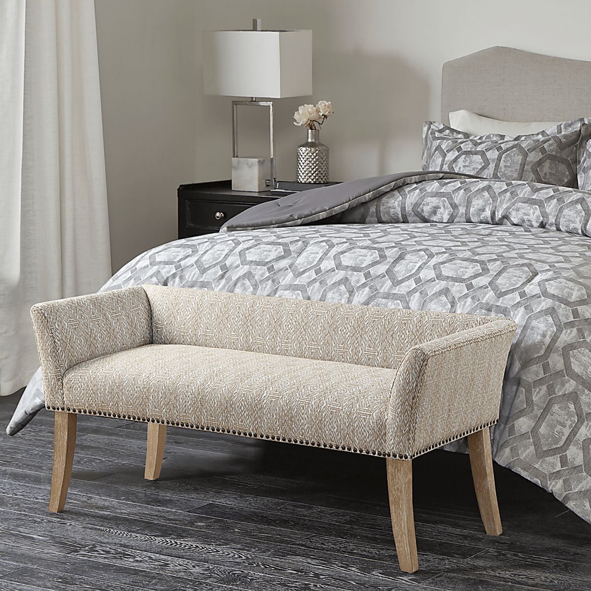 Bastgone Taupe Beige Accent Bench | Rooms to Go