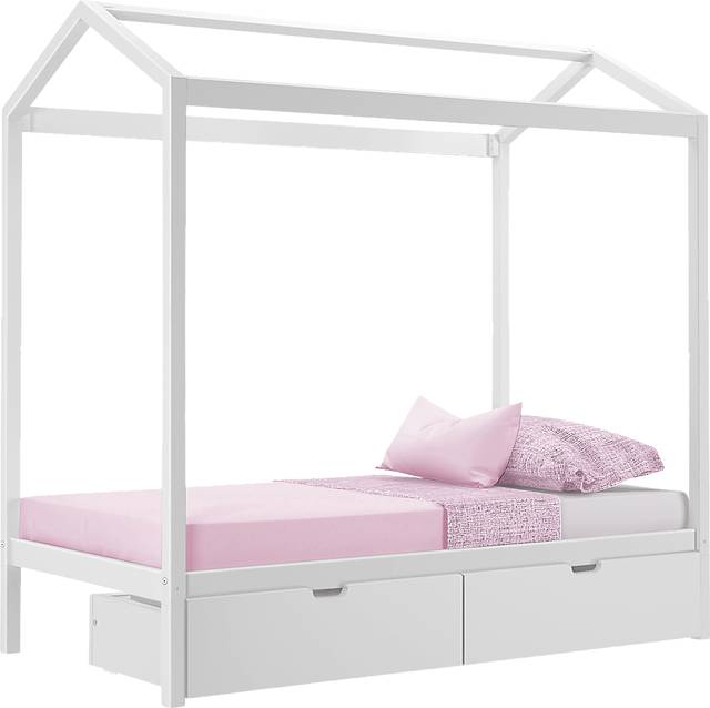 Kids Battenburg White Twin House Bed with Storage Drawers - Thumbnail - Image 5