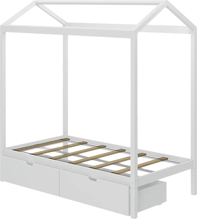 Kids Battenburg White Twin House Bed with Storage Drawers - Thumbnail - Image 6