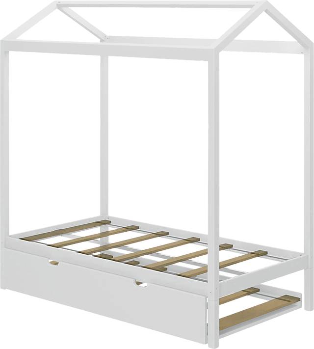 Kids Battenburg White Twin House Bed with Trundle - Thumbnail - Image 4