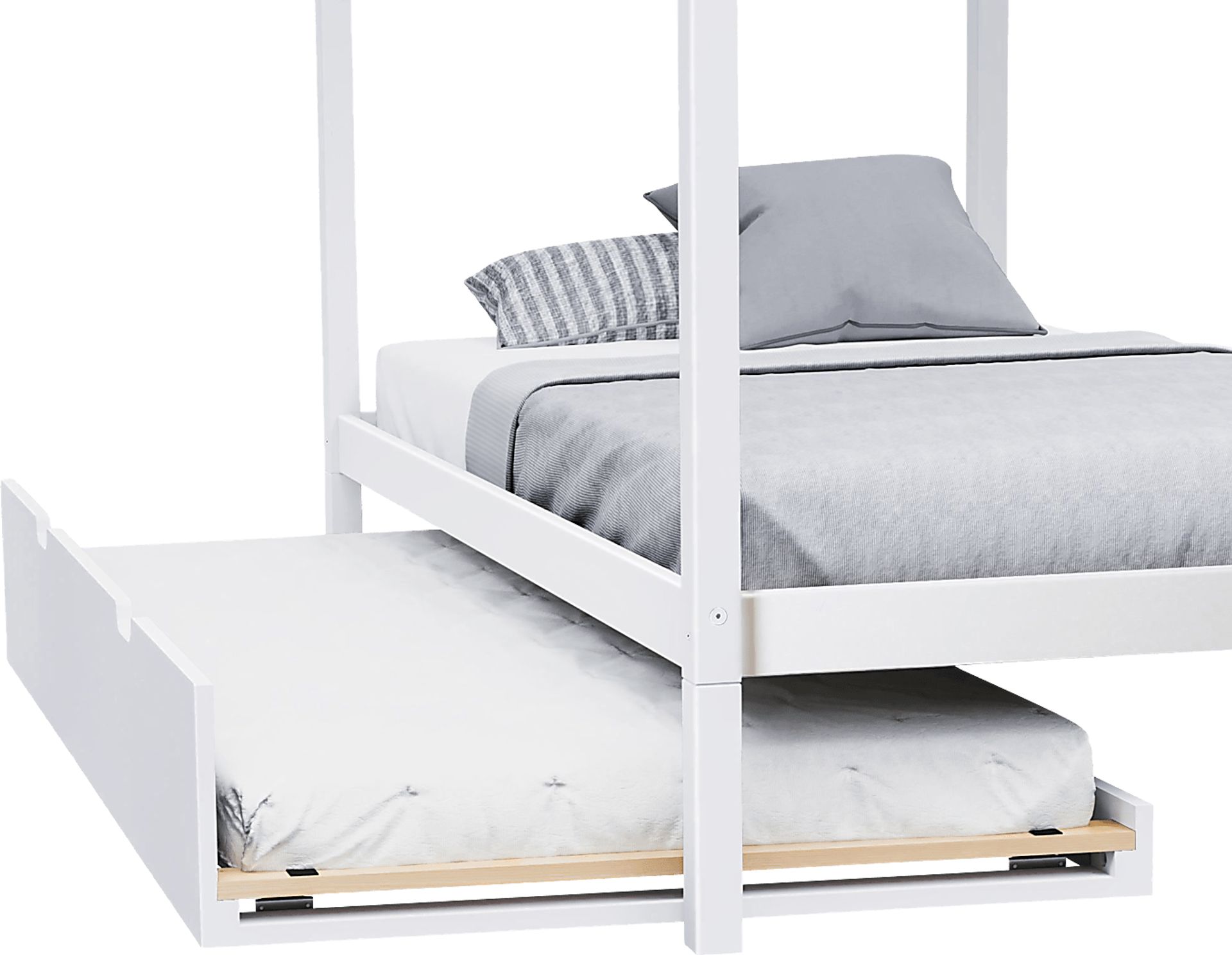 Kids Battenburg White Twin House Bed with Trundle - Image 5