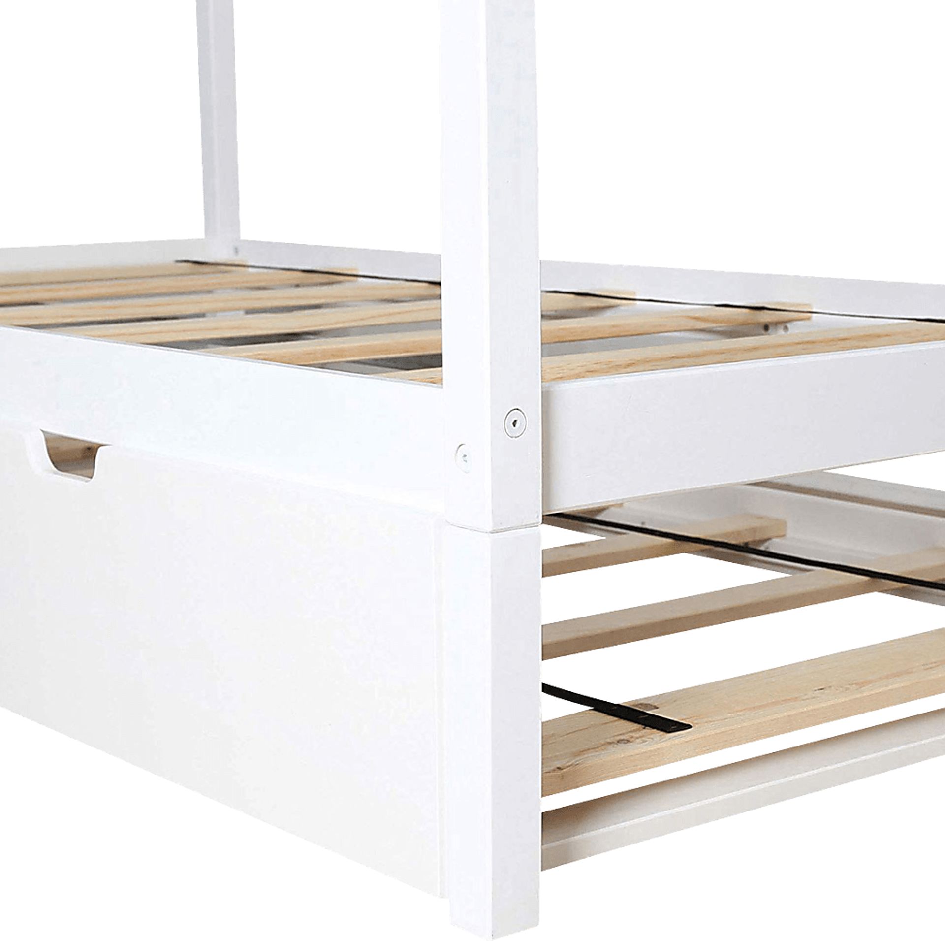 Kids Battenburg White Twin House Bed with Trundle - Image 6