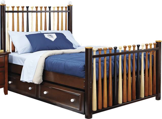 Batter Up Cherry 4 Pc Full Baseball Bed w/Trundle - Thumbnail - Image 1
