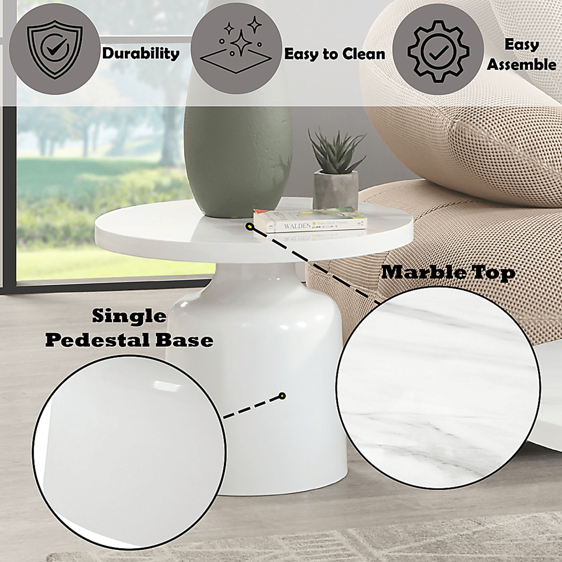 Battlebell White End Table - Image 5