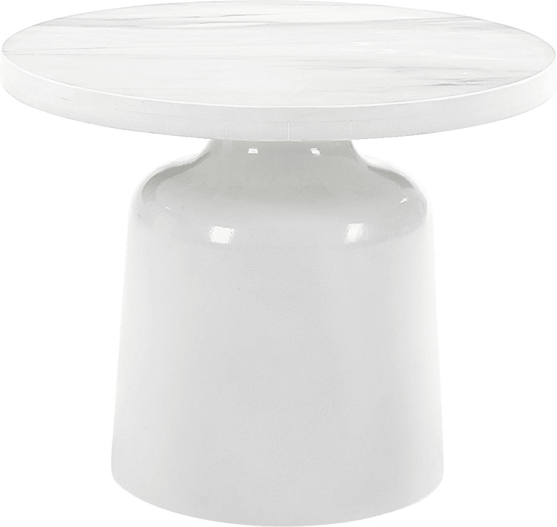Battlebell White End Table