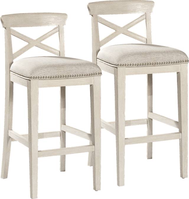 Battsford White Barstool, Set of 2 - Thumbnail - Image 1