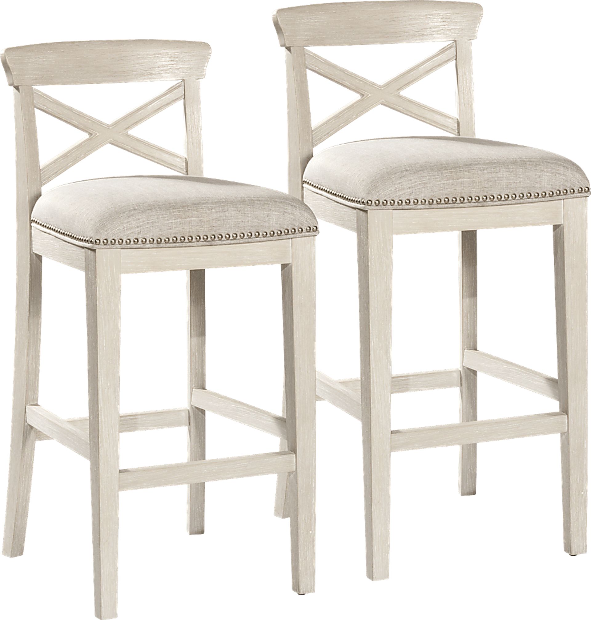 Battsford White Barstool, Set of 2 - Image 1