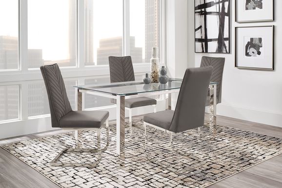 Bay City Silver 5 Pc Dining Room with Charcoal Chairs