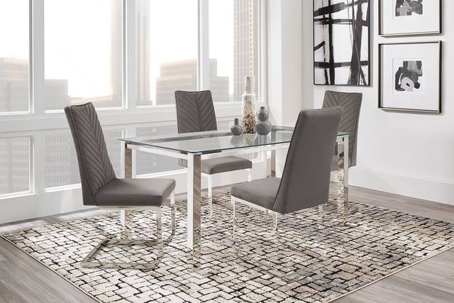 Bay City Silver 5 Pc Dining Room with Charcoal Chairs - Thumbnail - Image 1