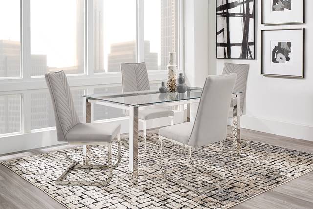 Bay City Silver 5 Pc Dining Room with Gray Chairs - Thumbnail - Image 1
