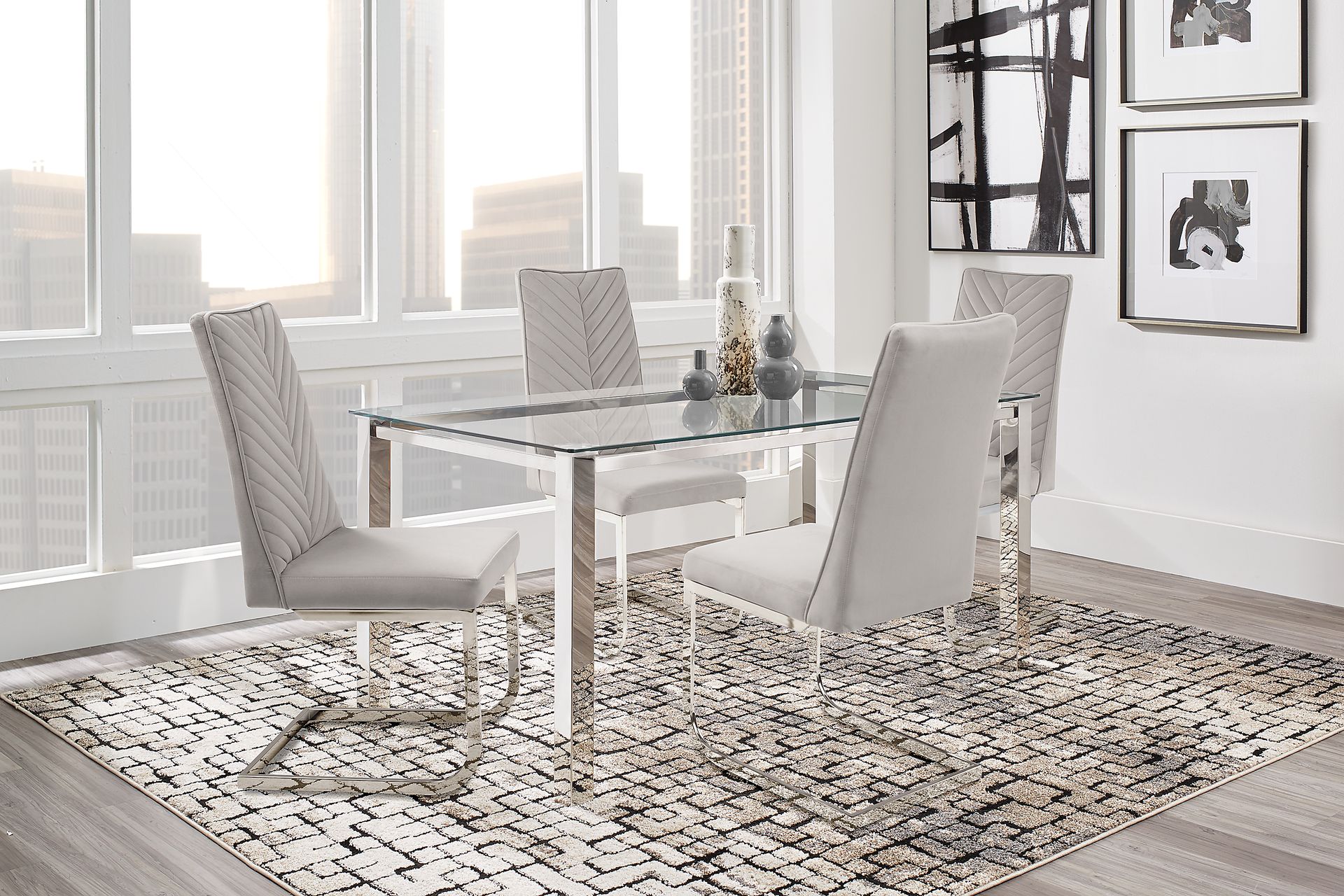 Bay City Silver 5 Pc Dining Room with Gray Chairs - Image 1
