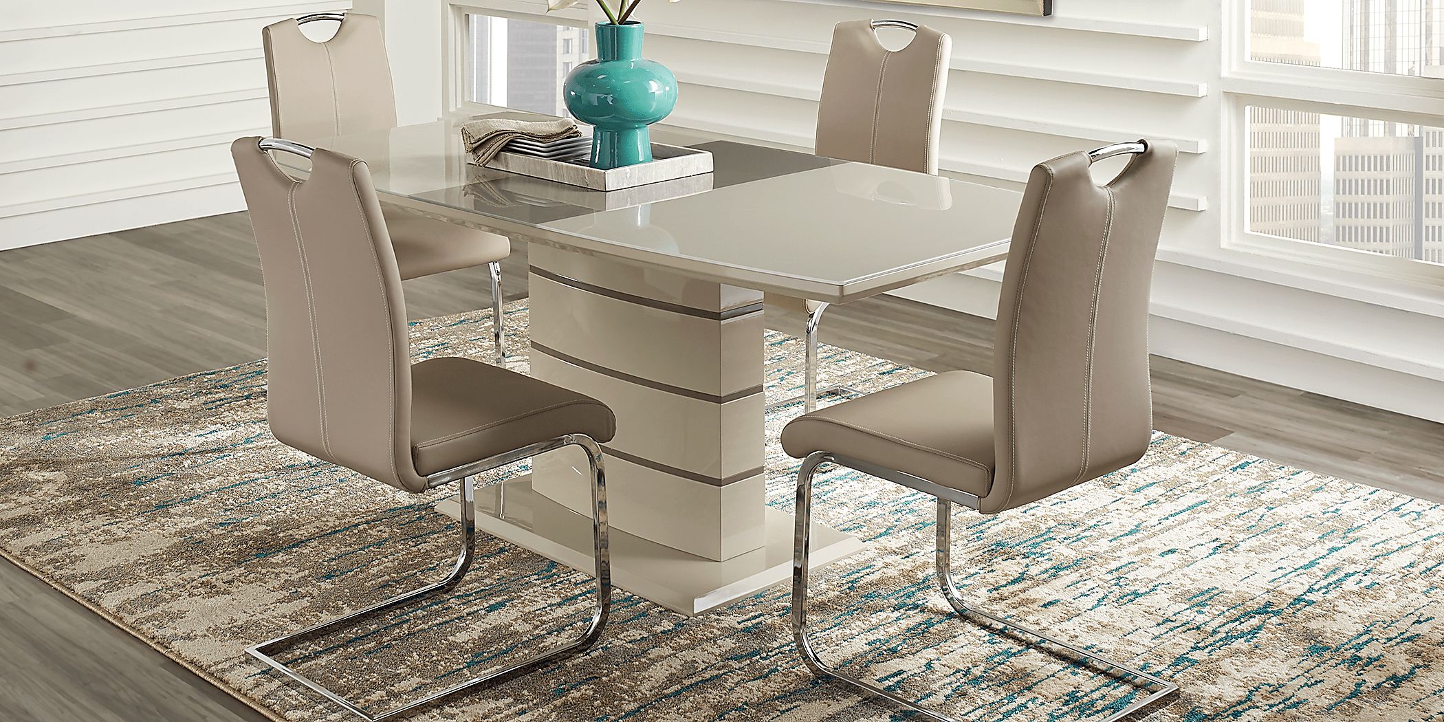 Champagne color dining online room set