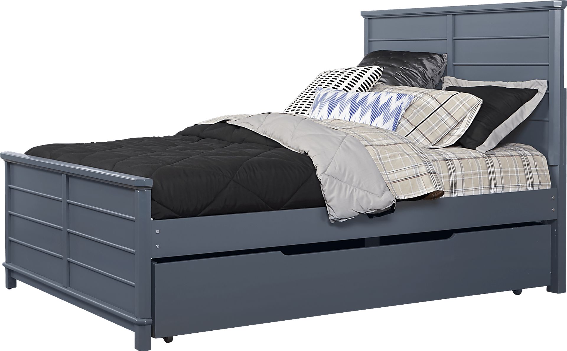 Bay Street Blue 4 Pc Full Panel Bed with Trundle - Image 1