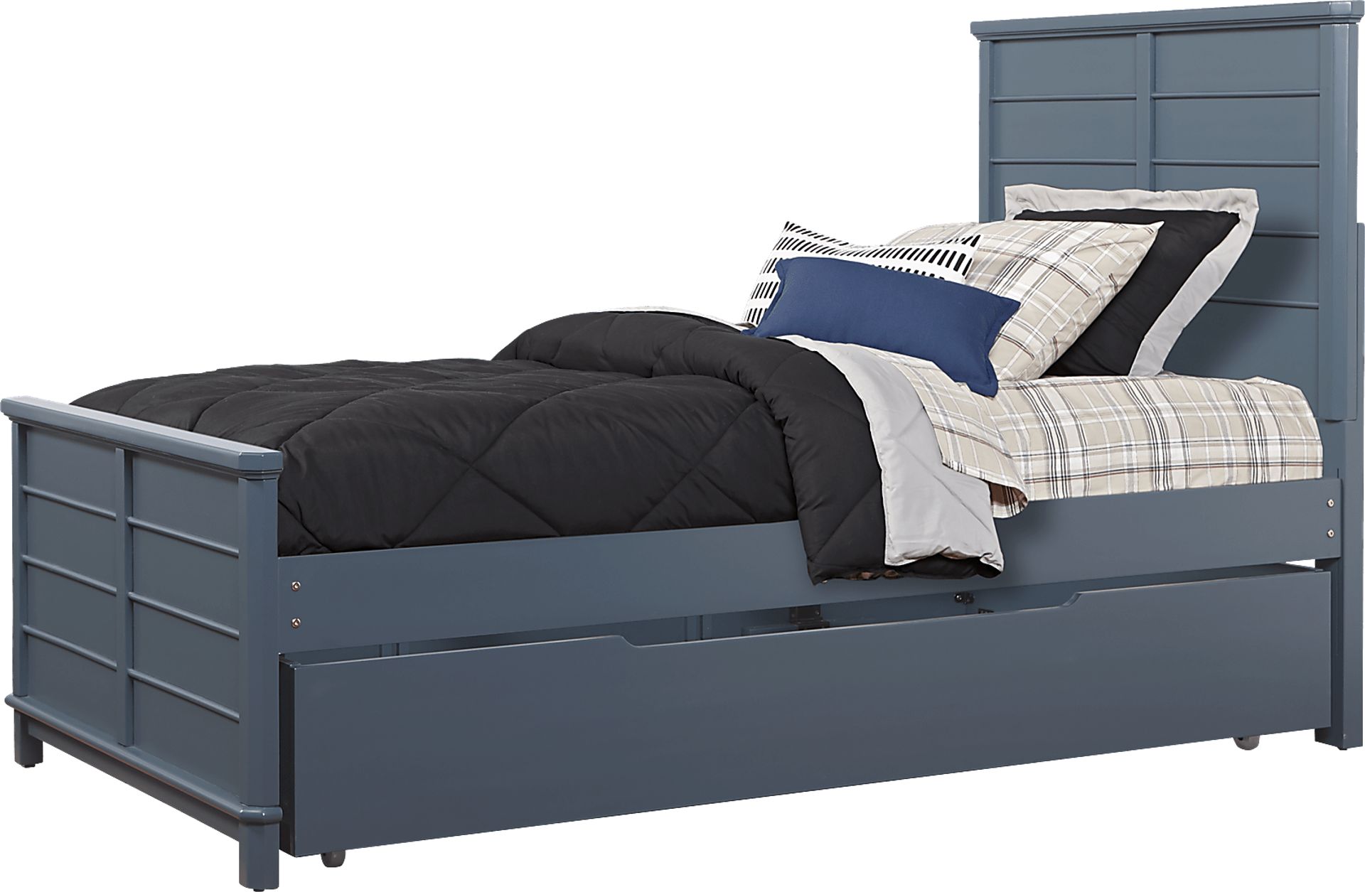 Bay Street Blue 4 Pc Twin Panel Bed with Trundle - Image 1