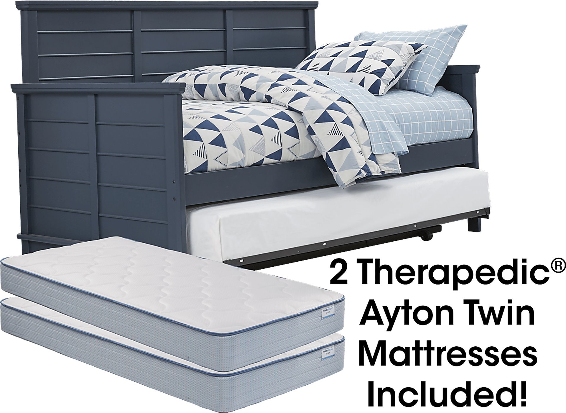 Bay Street Blue Daybed with Trundle and 2 Mattresses - Image 1
