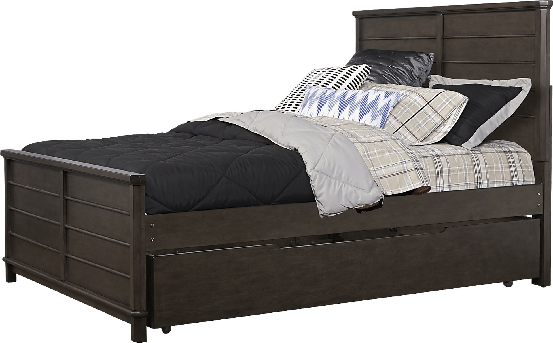 Bay Street Charcoal 4 Pc Full Panel Bed with Trundle - Image 1