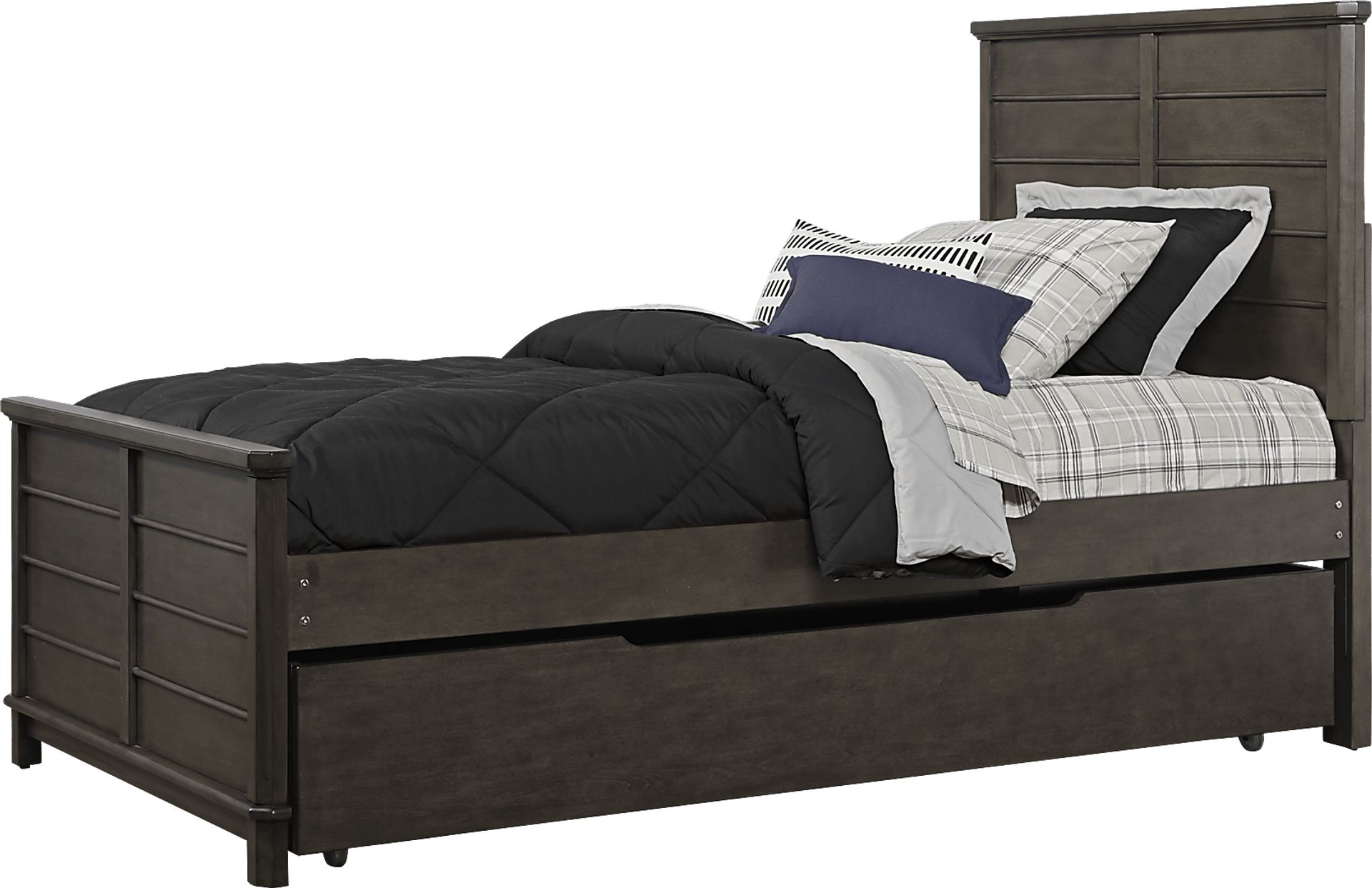 Bay Street Charcoal 4 Pc Twin Panel Bed with Trundle - Image 1