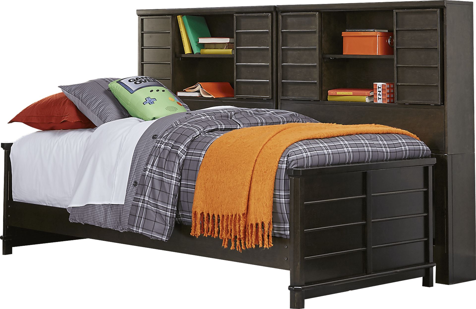 Kids Bay Street Charcoal 5 Pc Twin Bookcase Wall Bed - Image 1