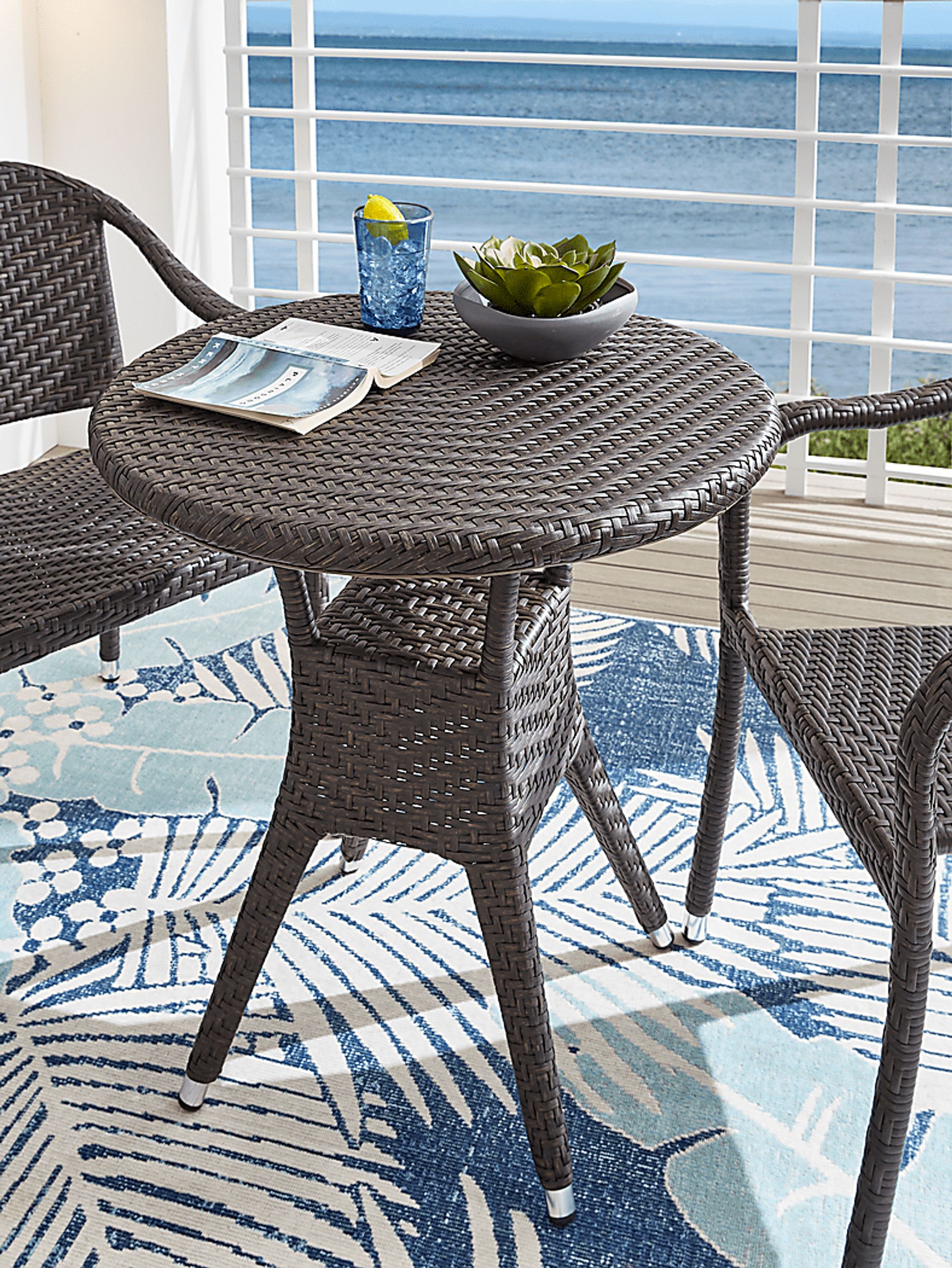 Bay Terrace Brown Wicker 3 Pc 28 in. Round Outdoor Dining Set - Image 3