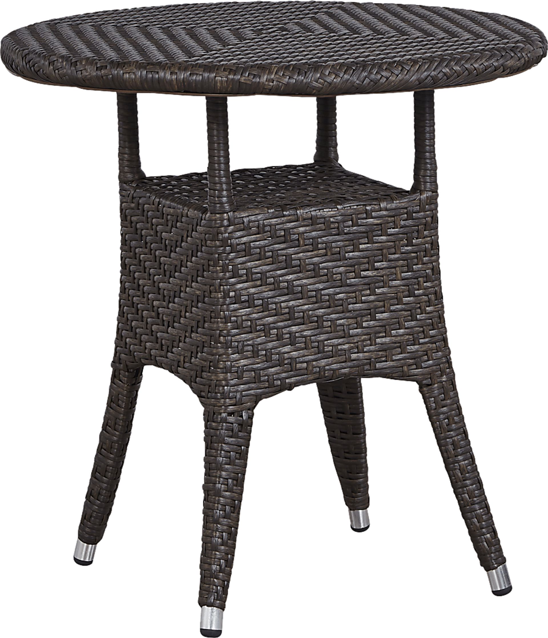 Bay Terrace Brown Wicker 28 in. Round Outdoor Dining Table - Image 1