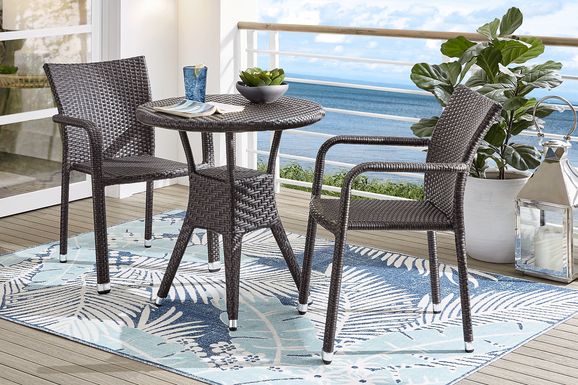 Bay Terrace Brown Wicker 3 Pc 28 in. Round Outdoor Dining Set