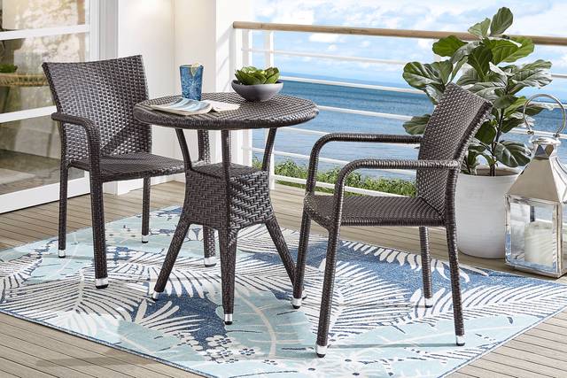 Bay Terrace Brown Wicker 3 Pc 28 in. Round Outdoor Dining Set - Thumbnail - Image 1