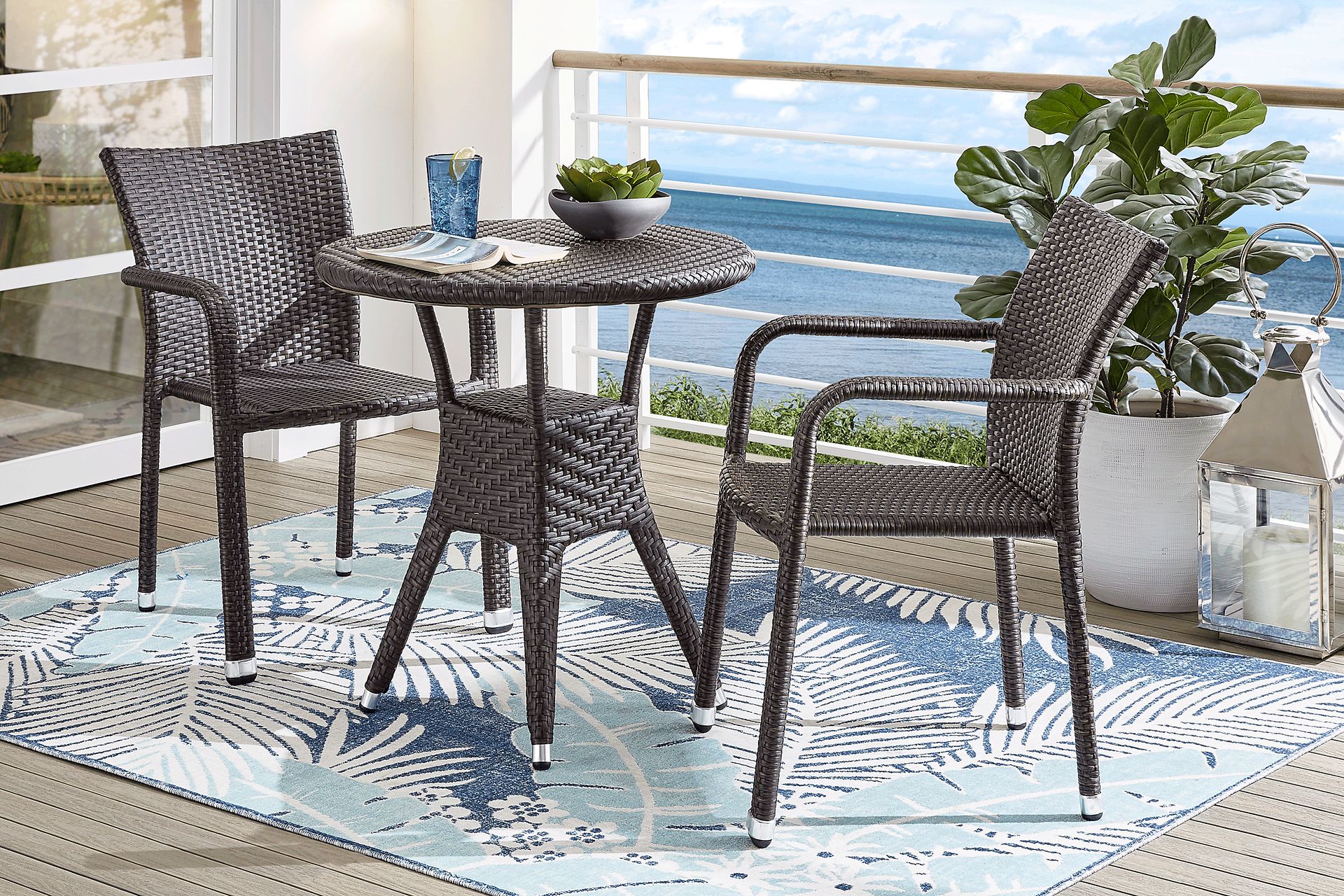 Bay Terrace Brown Wicker Square Back Outdoor Arm Chair - Image 2