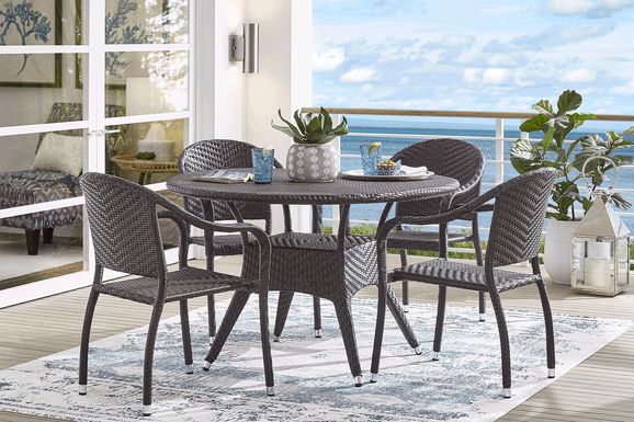 Bay Terrace Brown Wicker 5 Pc 48 in. Round Outdoor Dining Set