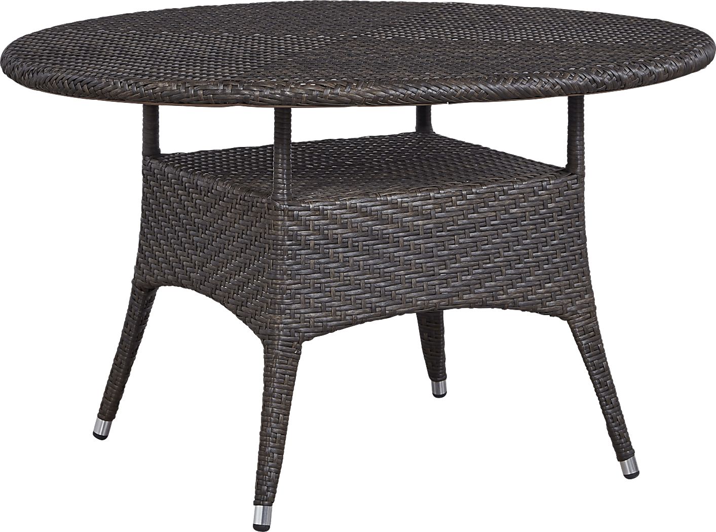 Bay Terrace Brown Wicker 48 in. Round Outdoor Dining Table Rooms To Go