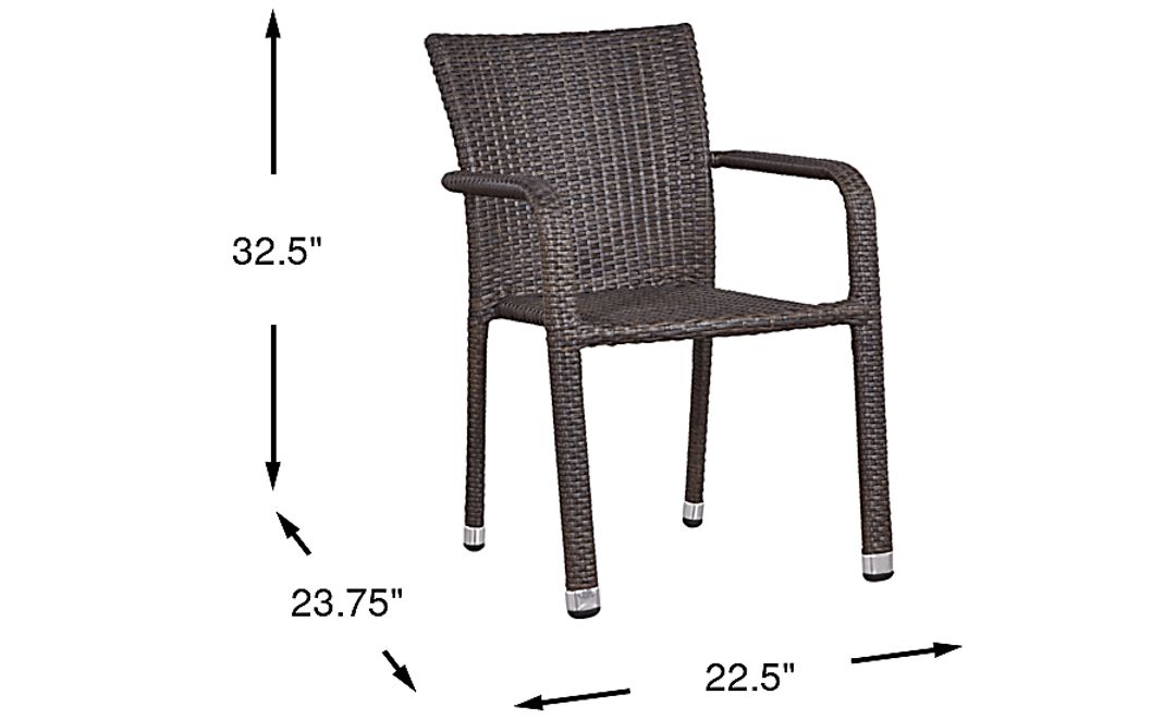 Bay Terrace Brown Wicker Square Back Outdoor Arm Chair