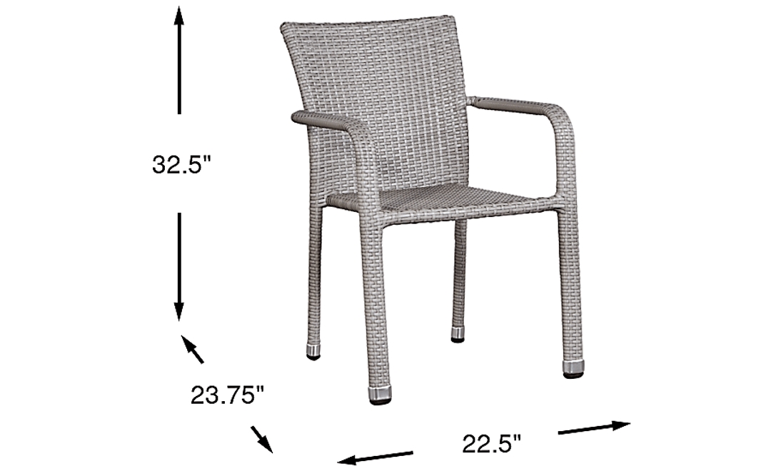 Bay Terrace Gray Wicker Square Back Outdoor Arm Chair