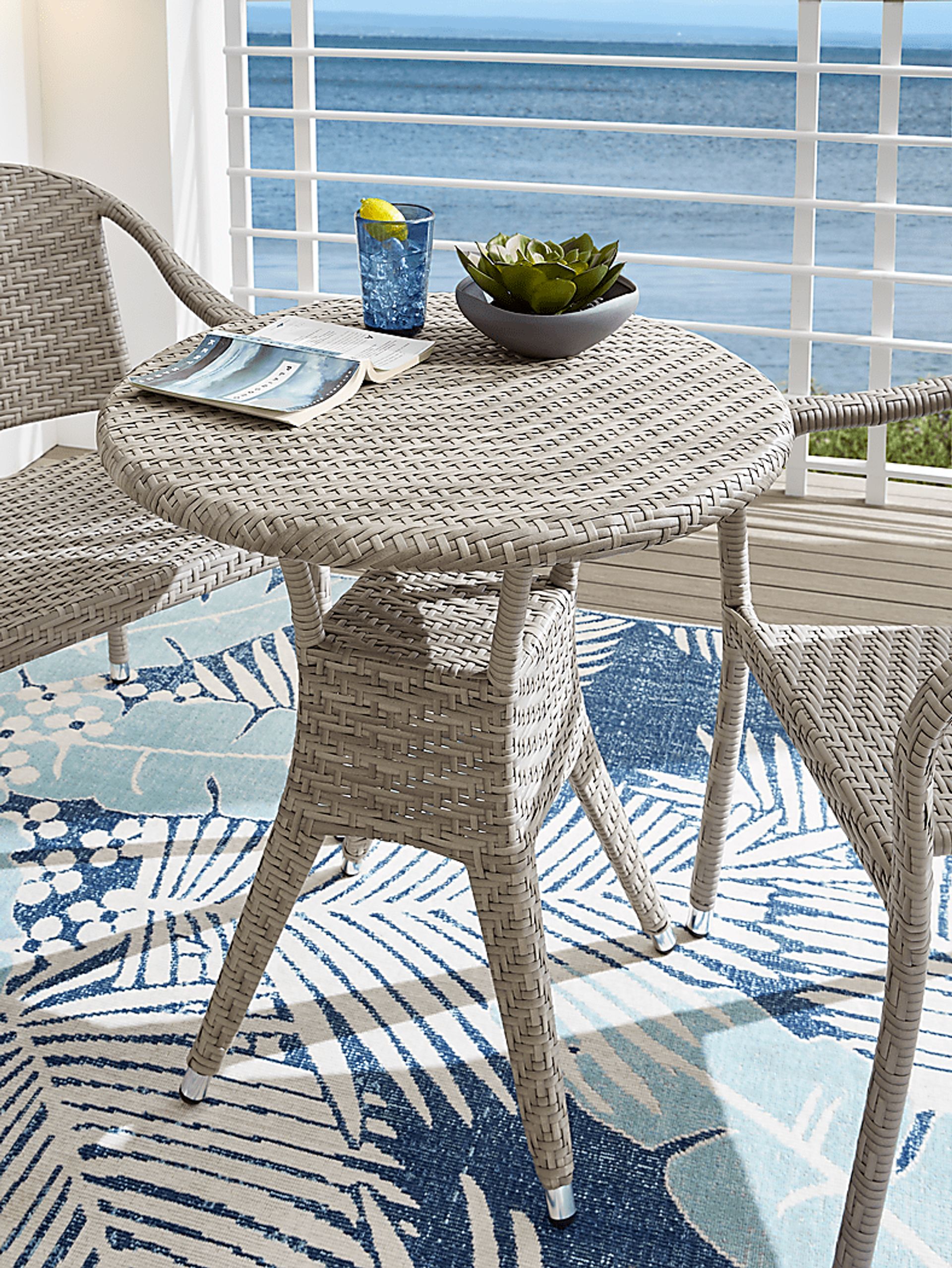 Bay Terrace Gray Wicker 3 Pc 28 in. Round Outdoor Dining Set - Image 3