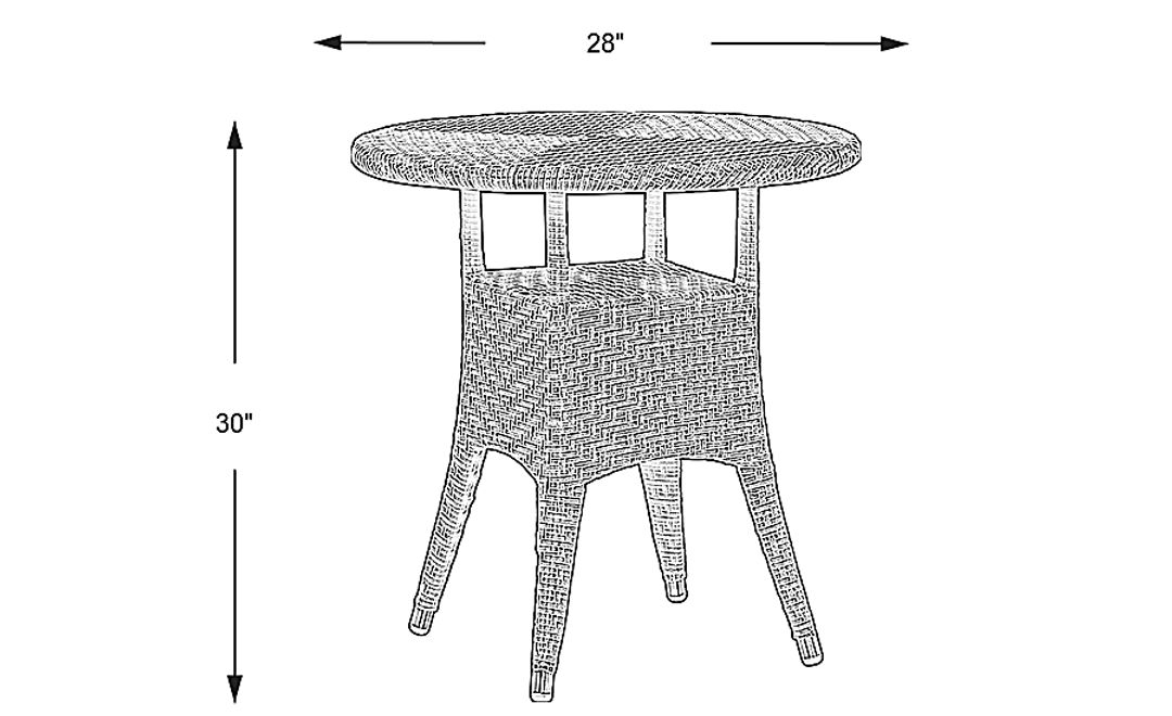 Bay Terrace Gray Wicker 28 in. Round Outdoor Dining Table