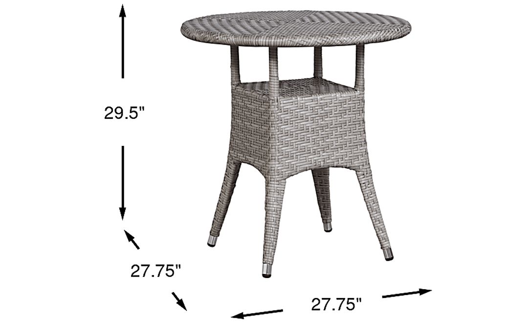 Bay Terrace Gray Wicker 28 in. Round Outdoor Dining Table