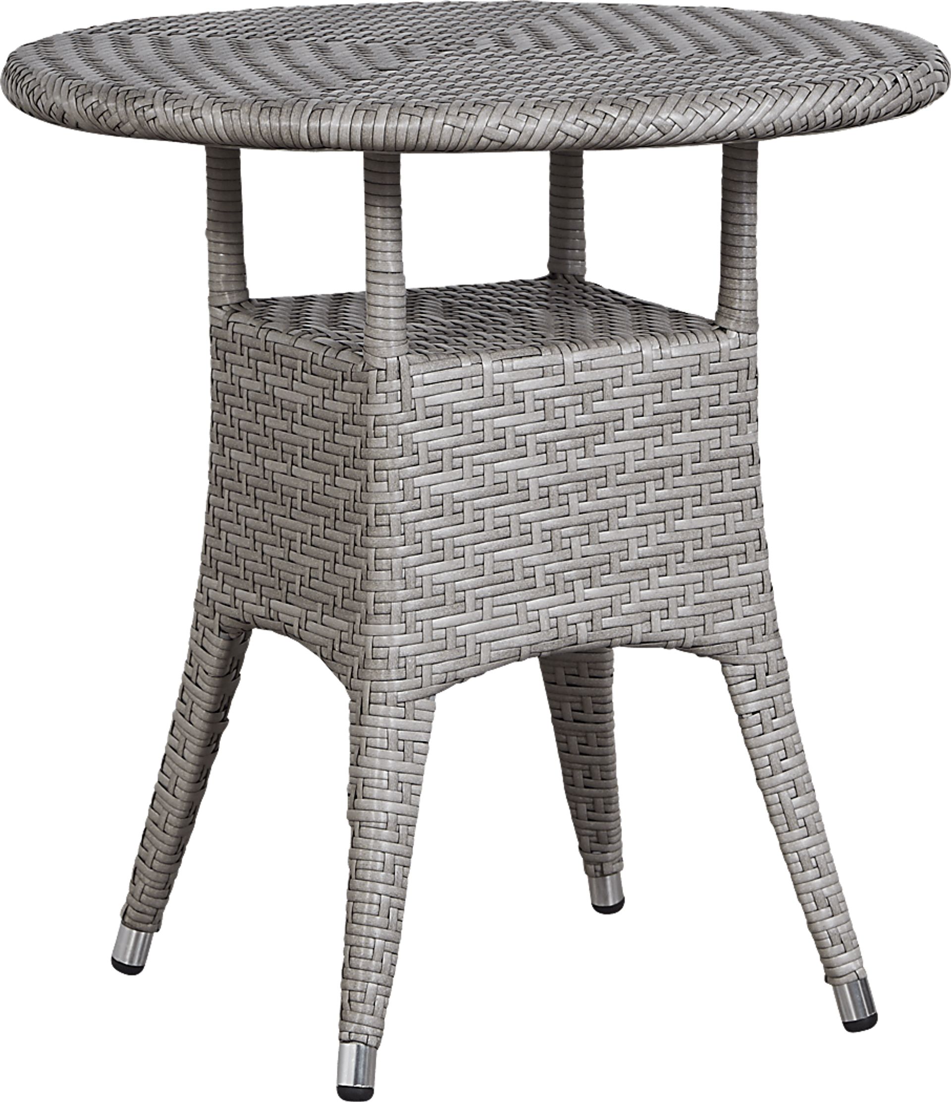 Bay Terrace Gray Wicker 3 Pc 28 in. Round Outdoor Dining Set - Image 2