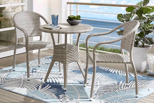Bay Terrace Gray Wicker 28 in. Round Outdoor Dining Table - Thumbnail - Image 2