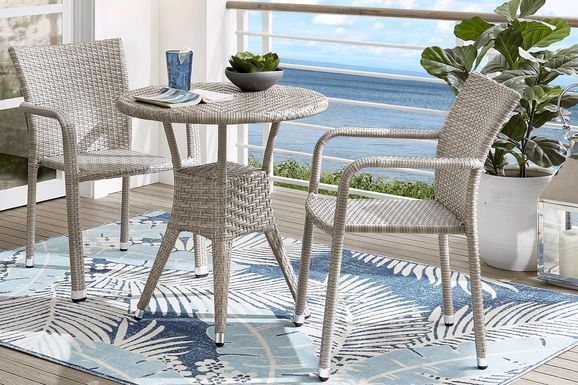 Bay Terrace Gray Wicker 3 Pc 28 in. Round Outdoor Dining Set