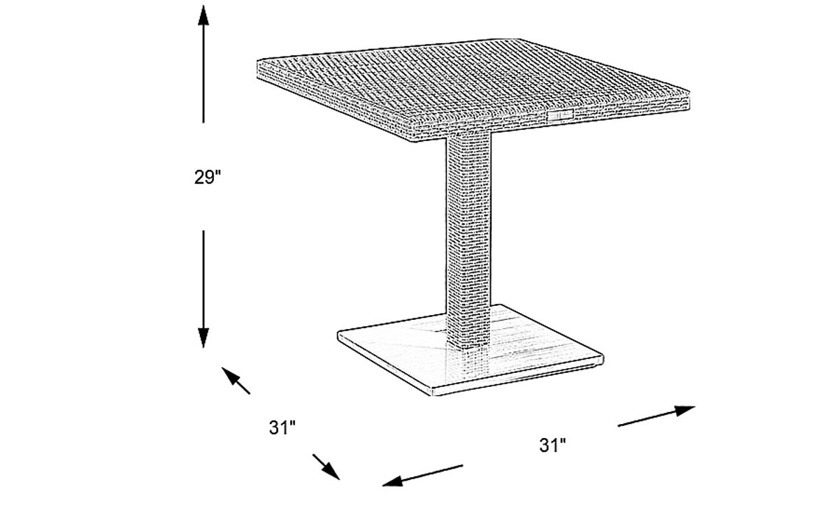 Bay Terrace Gray Wicker Outdoor Square Dining Table | Rooms to Go