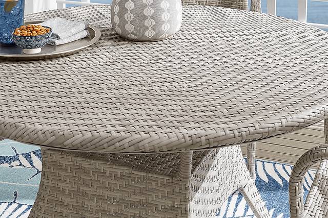 Bay Terrace Gray Wicker 5 Pc 48 in. Round Outdoor Dining Set - Thumbnail - Image 3