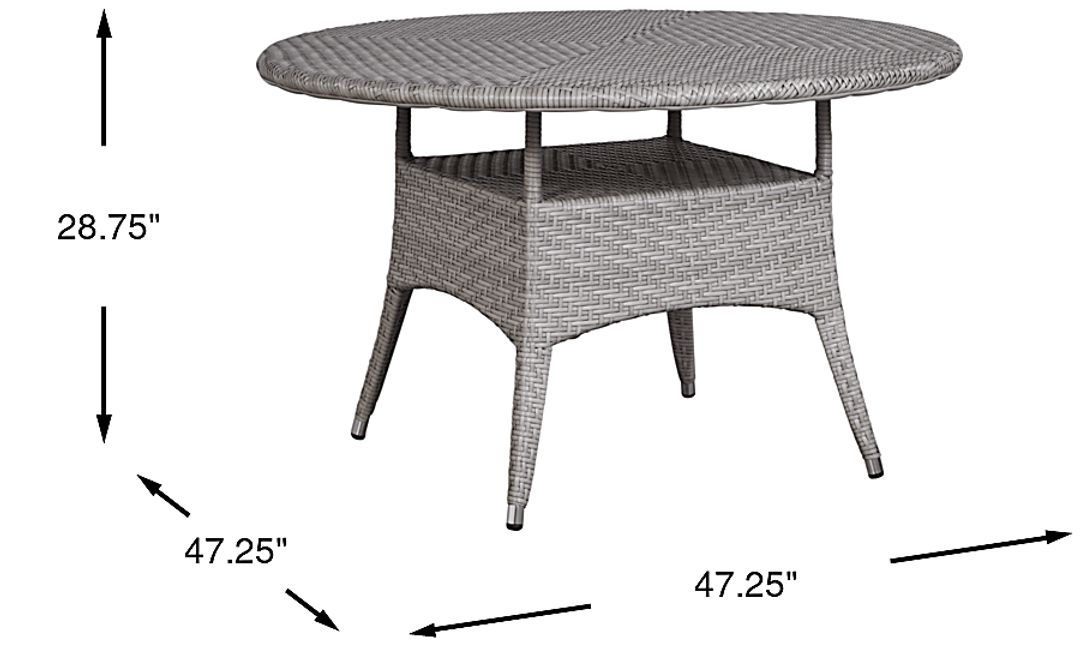 Bay Terrace Gray Wicker 48 in. Round Outdoor Dining Table