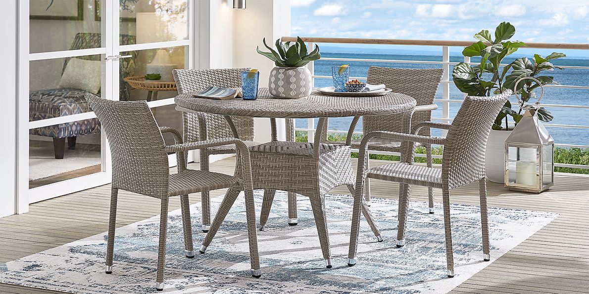 Round wicker patio online set