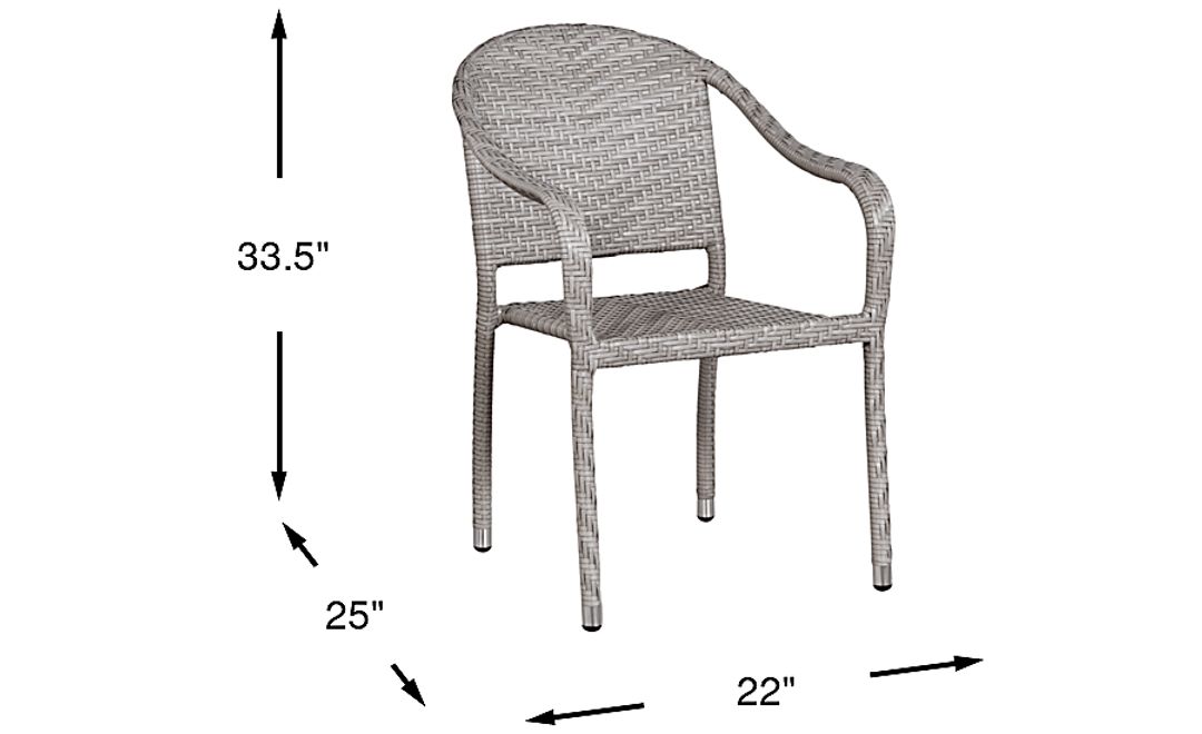 Bay Terrace Gray Wicker Outdoor Arm Chair