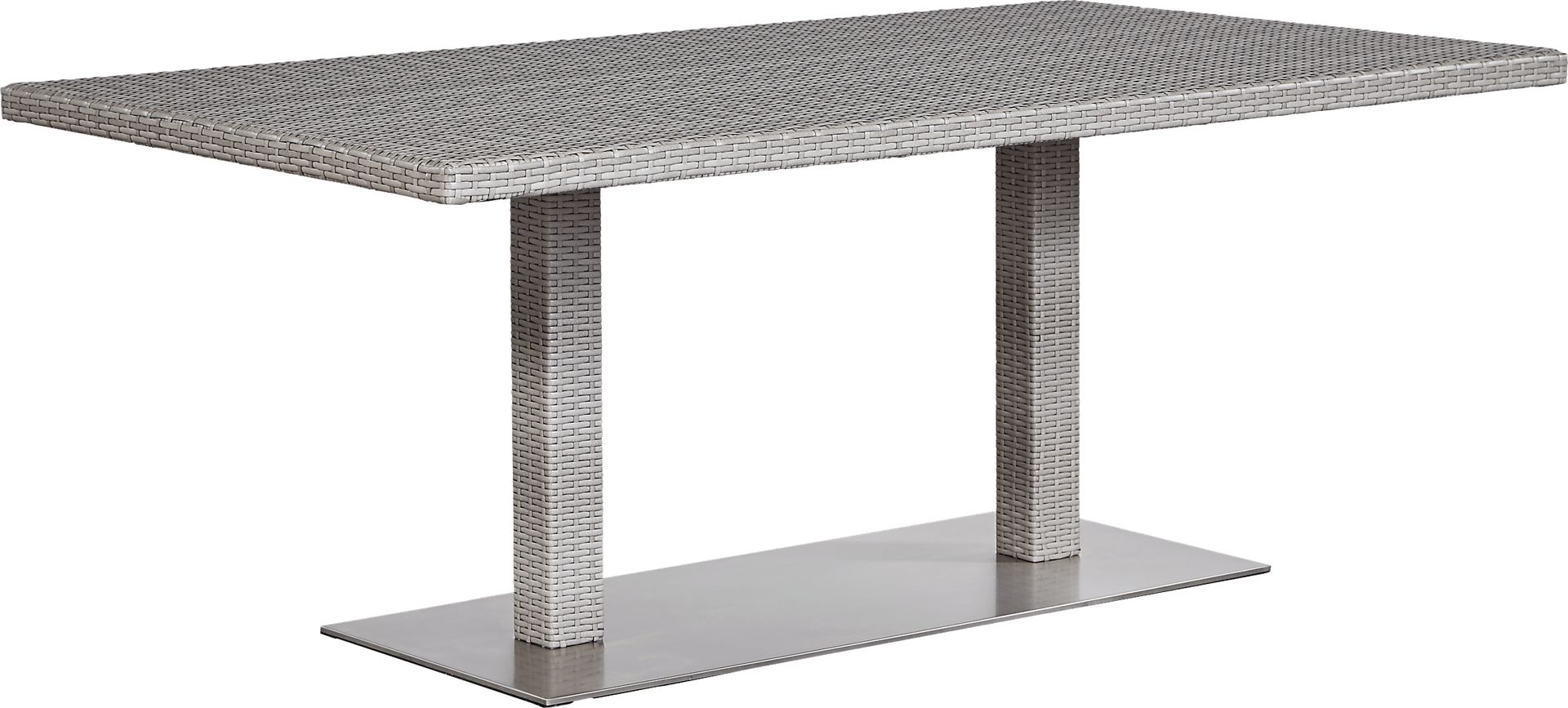 Bay Terrace Gray Wicker Rectangle Outdoor Dining Table - Image 1
